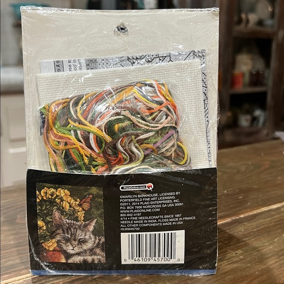 Bucilla Cross Stitch Kit - Cat with Flowers and Butterfly - Picture 5 of 8